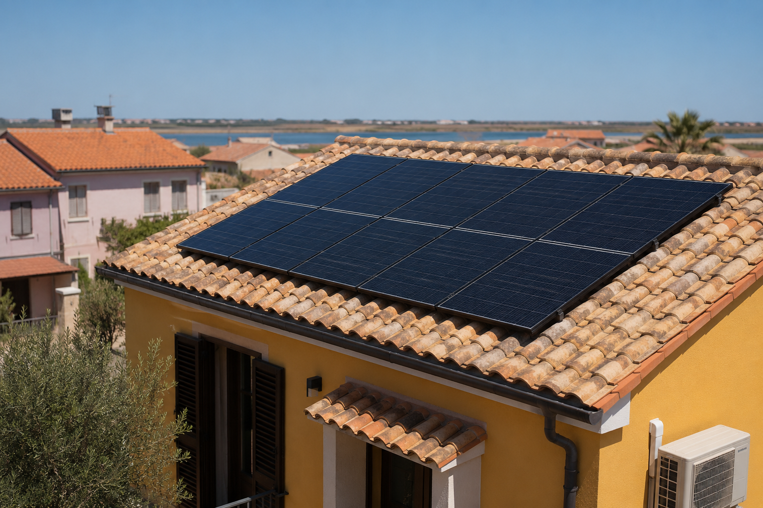 Impianto fotovoltaico su tetto in Sardegna